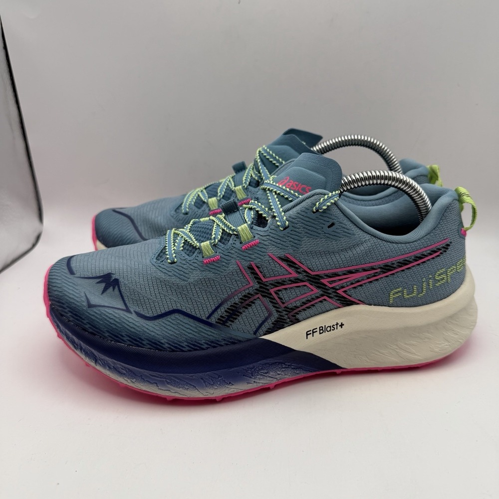 Asics‎ Fujispeed 2 Trail Running Shoe Gris Blue Pink 1012B515-400 Women's 8 New